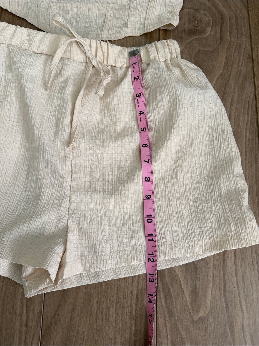 Beige Textured Two-Piece Crop Top & Shorts Set - Picture 6 of 9